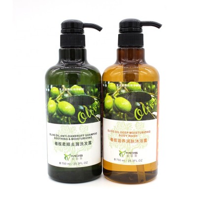 Private label personal care natural body wash set olive oil control hair shampoo and conditioner